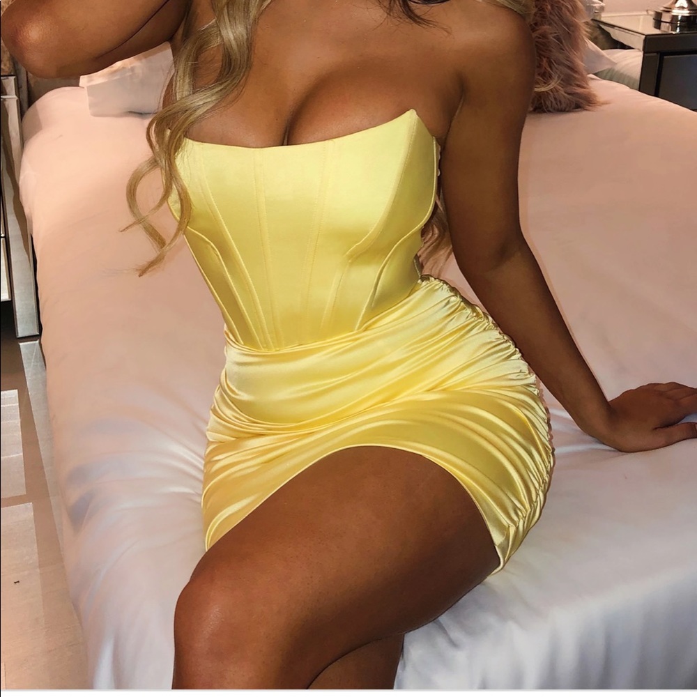 SERINA BABYBOO YELLOW SATIN DRESS